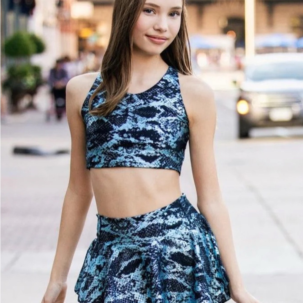 Dragonwing Vitality Blue Snake Print Crop Top and Skirt Set